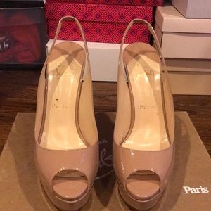 Christian Louboutin Lady Peep Sling 150mm in nude